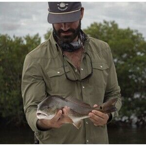 PONCHO WESTERN THE BRAZOS Pearl Snap SHIRT Men’s M Olive Green Fishing Outdoor